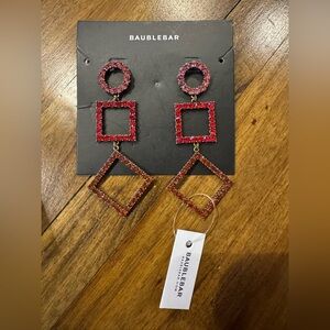 BaubleBar Pink and Red Square Drop Earrings